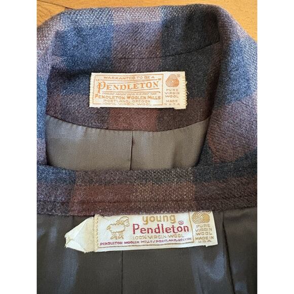 VTG Pendleton Plaid Wool Blazer Skirt Set - Small Brown USA Dark Academia Preppy - Picture 6 of 15